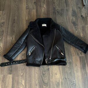 Zara S Women’s Double-faced long Moto Biker Jacket